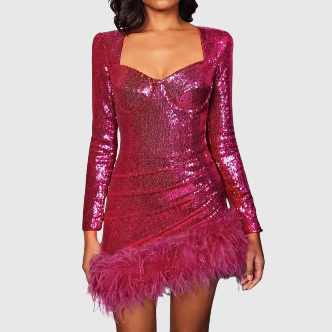 FIONELLE | FEATHERED MINI DRESS