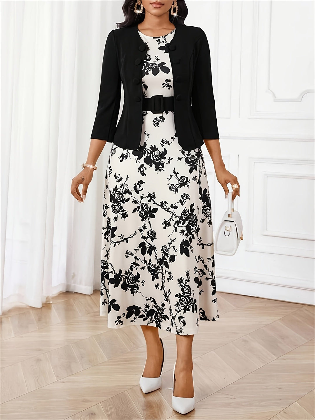 AMELIE LANE | PRINTED BELTED TWO-PIECE SET