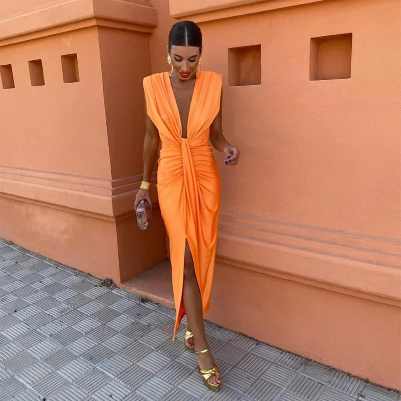 Selena | Fiery Drape Dress