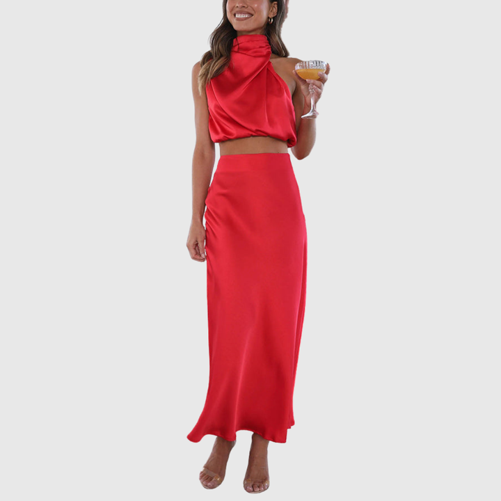 EMILY | SATIN DRAPE MAXI SET