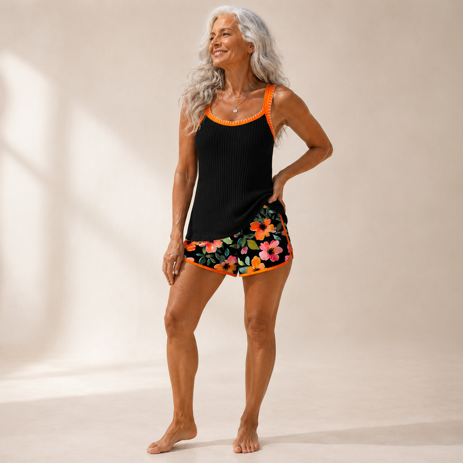 Valeria - Elegant Tankini with Floral Shorts