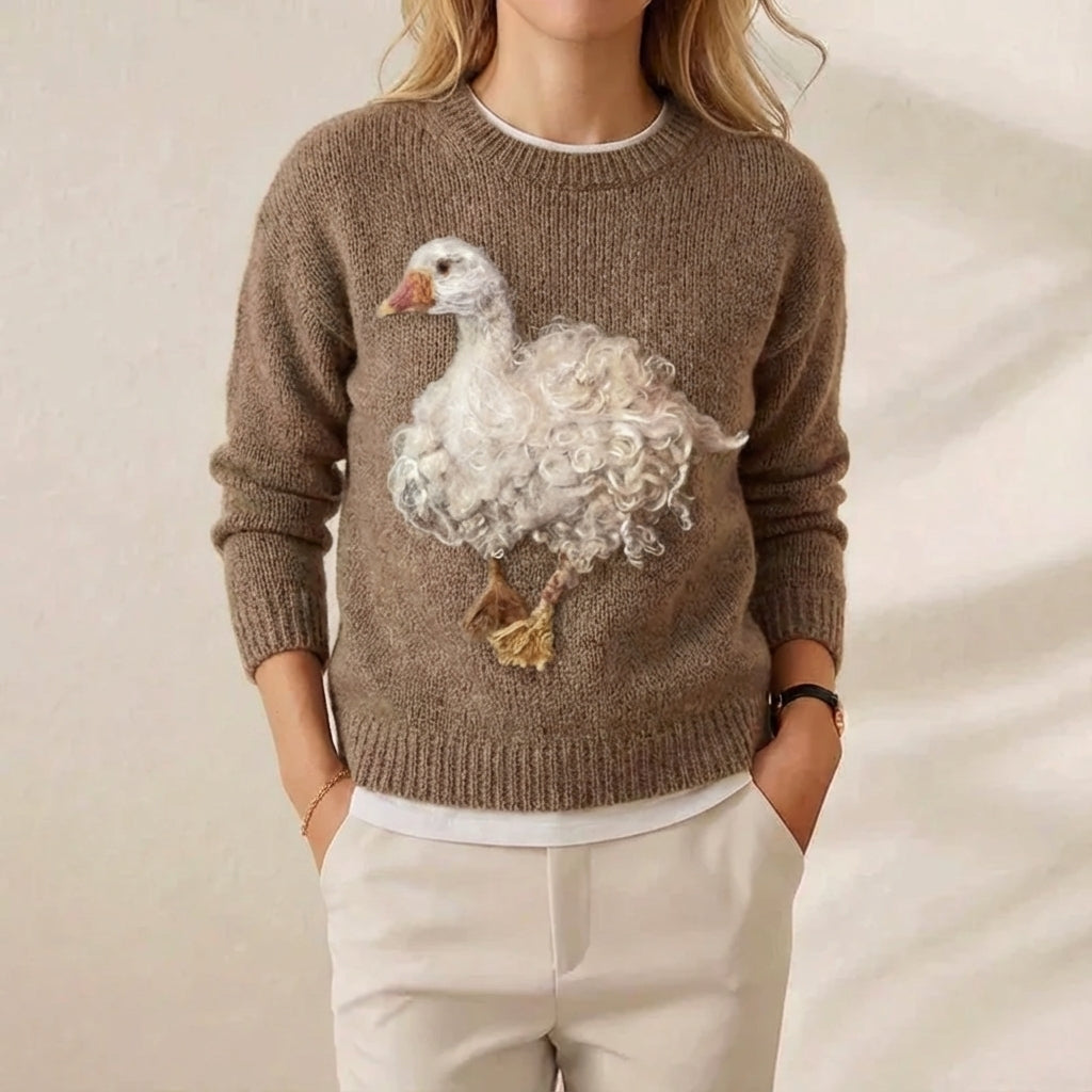 June – Brown Jumper with Goose
