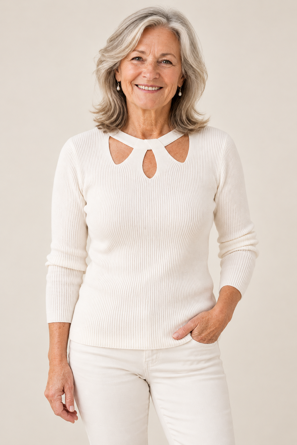 Jessie – Timeless Vintage Style Jumper on a mature model