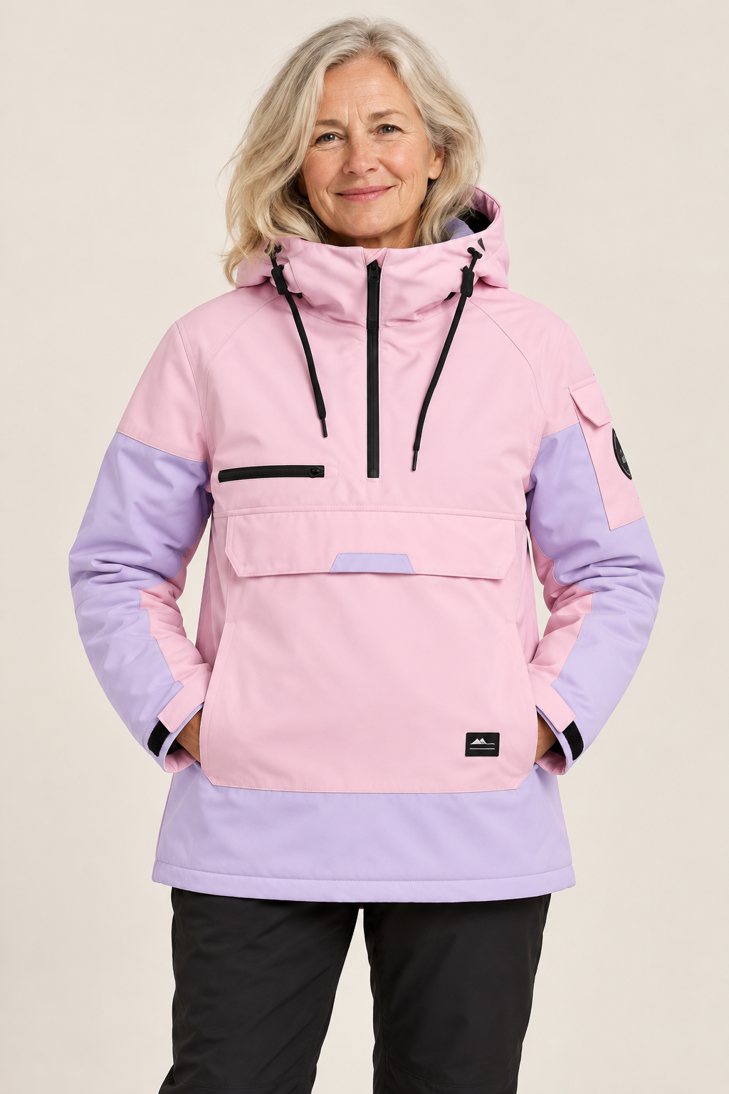Unisex Hooded Ski Jacket – Water-Resistant & Windproof — front on model