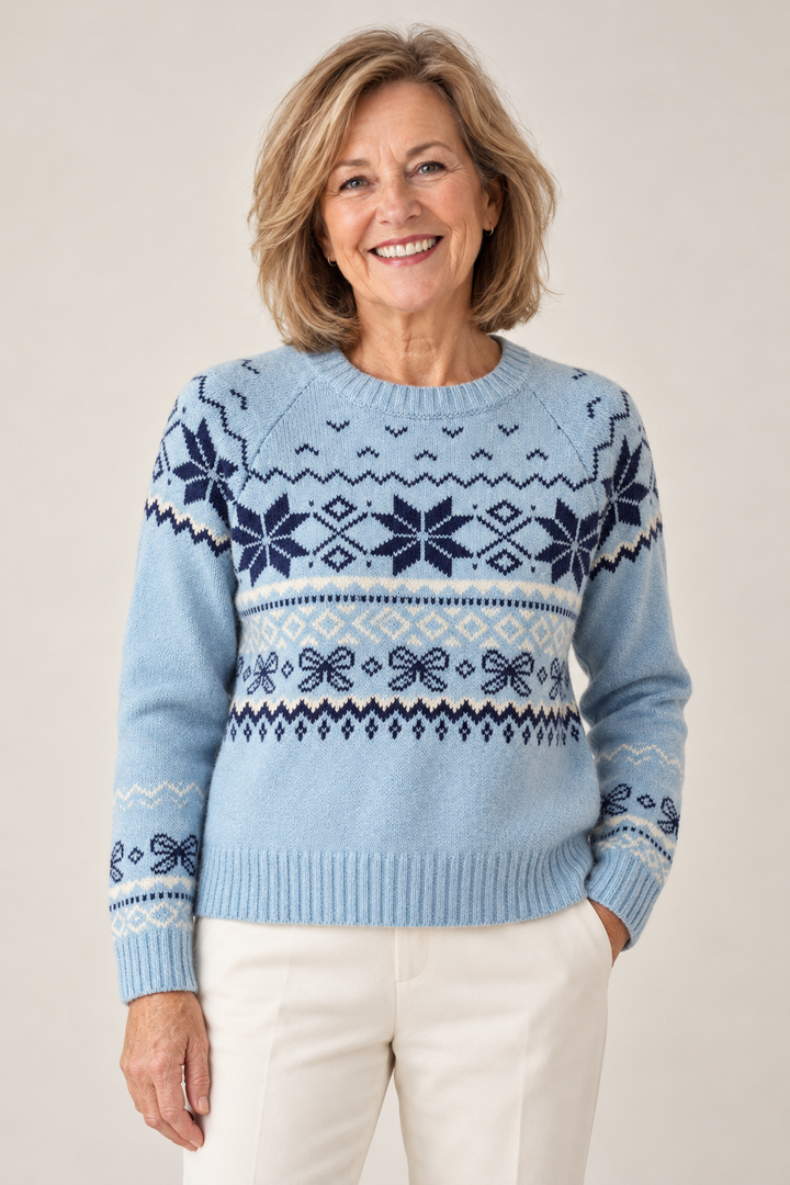 Lizzie – Vintage Inspired Jumper on a mature model